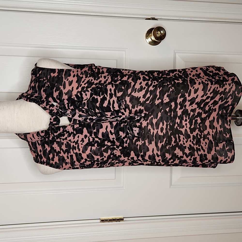 CAbi 9 to 5 Tie Neck Camo Blouse Style 3075 Size S